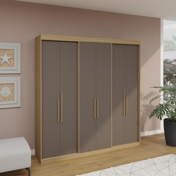 Guarda Roupa Casal 6 Portas PH1804 Herval - Cedro/Fendi