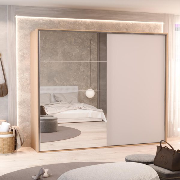 Roupeiro Herval PH1806 100% MDF - Carvalho Nature/Off White