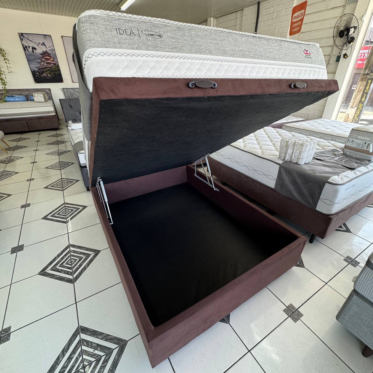 BLOOM LUXE 上下セット Conjunto Casal Box Baú + Colchão Idea 1672 1,38x1,88 Molas